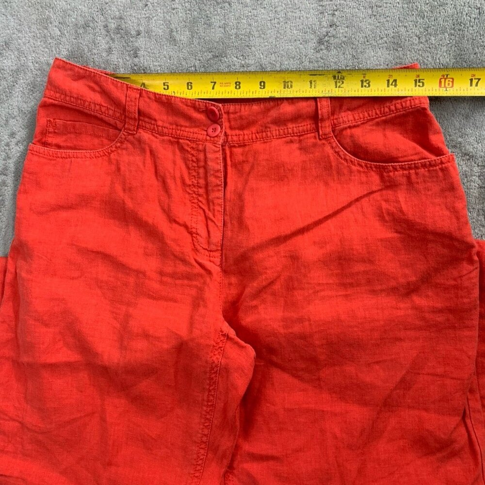Eileen Fisher Pants Womens Small Linen Blend Orange Casual High Rise Trousers - Picture 6 of 11